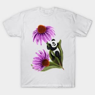 Tiny Panda Climbing Flower T-Shirt